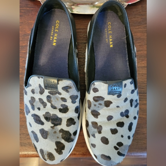 Cole Haan Women's Gray Leopard-Print Slip-On Sneakers - Picture 2 of 8